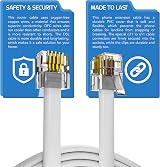 ASNQ High Speed RJ11 Cable 2m White OFC PVC for Landline Telephone Router Modem view 3