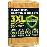 GREENER CHEF 30 x 20 Organic Extra Large Cutting Board with Lifetime Replacements – Wood Bamboo Chopping Board - Wooden Butcher Block Cutting Board for Carving Turkey, Grilling Brisket and BBQ