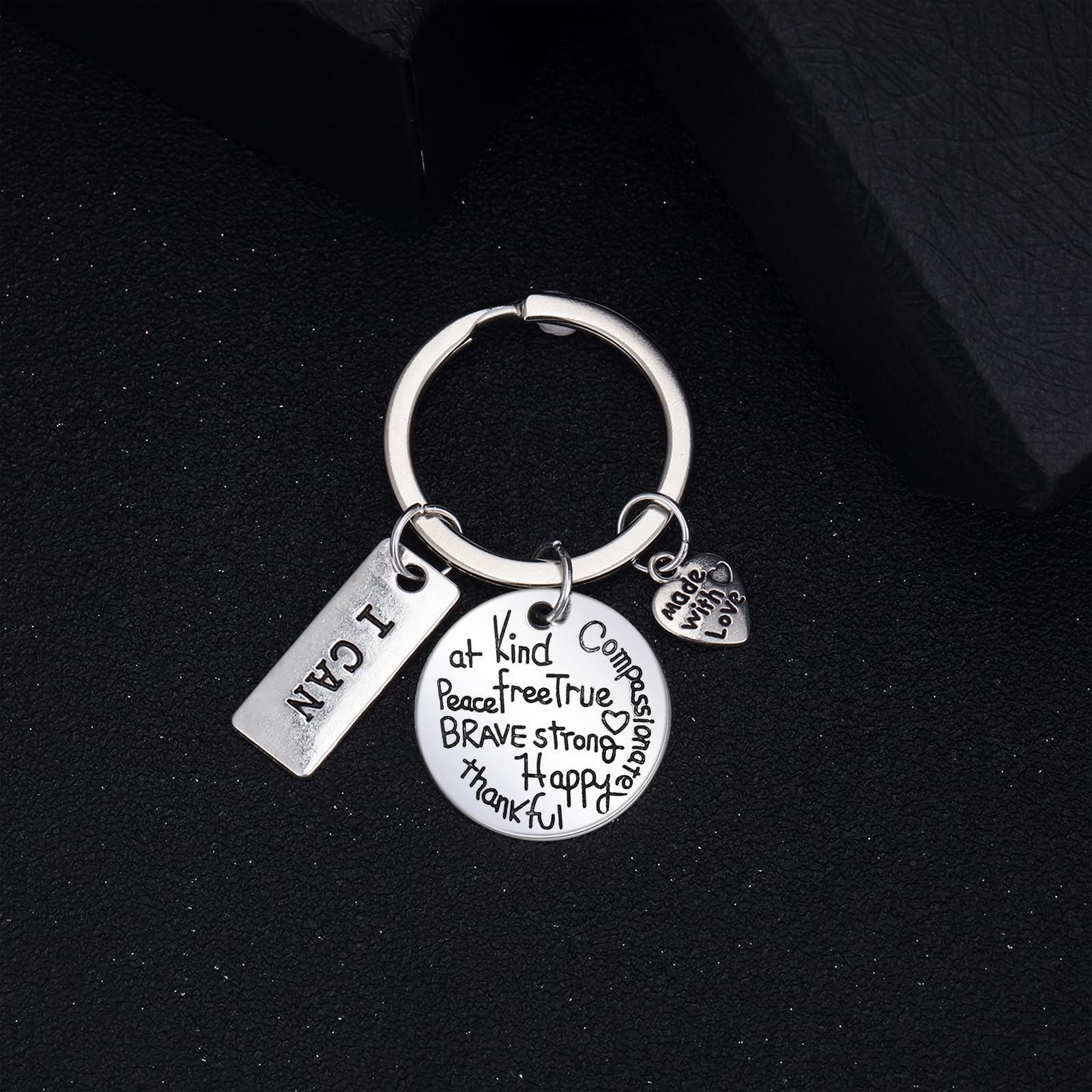 259 Pieces Inspirational Motivational Keychains Charms Pendant Bulk Keychains Inspirational Words Charms with Open Jump Rings Key Rings for Various DIY Necklaces Bracelets Jewelry Making Accessory