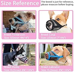 LUCKYPAW Dog Muzzle, Mesh Muzzle for Small Medium