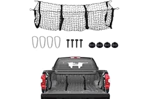 iolory Automotive Cargo Net,Car Organizer Trunk,Expandable 3 Pocket Heavy Duty Cargo Net Organizer with 4 Metal Carabiners,Su