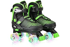 SULIFEEL Roller Skates for Girls Boys Kids,4 Sizes Adjustable Quad Skates with Light up Wheels,Safe Fun Children Skates, Best Gift for Beginners Indoor Outdoor Sports