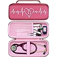 LTGEM Stethoscope Case for 3M Littmann Cardiology III,II,IV,3M Littmann Master Cardiology/MDF MDOne Stainless Steel Stethoscope Nurse Accessories and Medical Equipment (Deep Pink Infrared+Pink Inner)