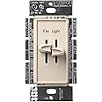 Lutron Skylark 3-Speed Combination Fan and Light Control, 1.5 Amp, Single-Pole, S2-LFSQ-LA, Light Almond