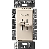 Lutron Skylark 3-Speed Combination Fan and Light Control, 1.5 Amp, Single-Pole, S2-LFSQ-LA, Light Almond