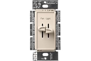 Lutron Skylark 3-Speed Combination Fan and Light Control, 1.5 Amp, Single-Pole, S2-LFSQ-LA, Light Almond