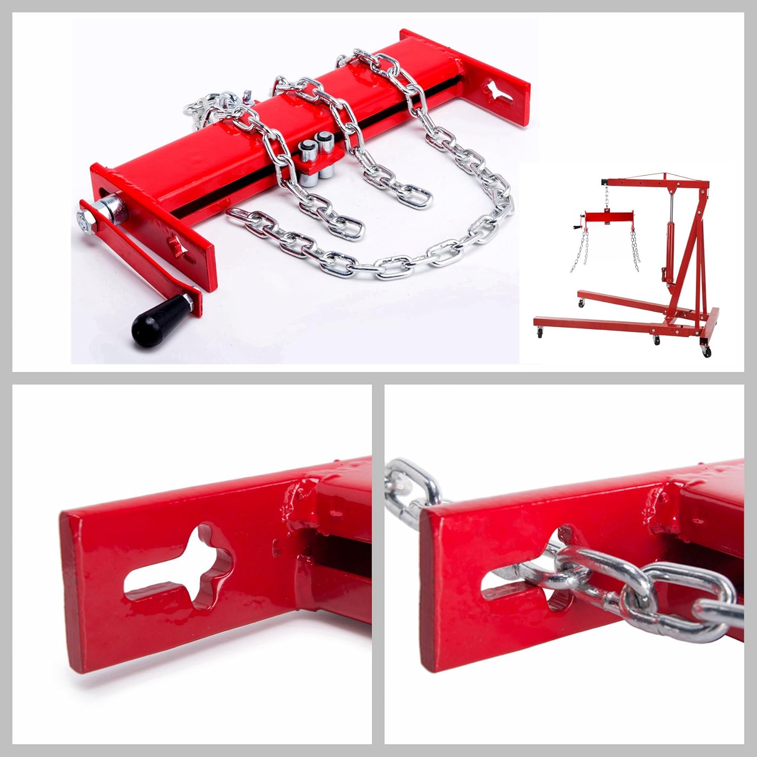 Orion Motor Tech 2 Ton (4000lbs) Engine Hoist/Shop Crane/Cherry Picker Load Leveler with Chains: Automotive