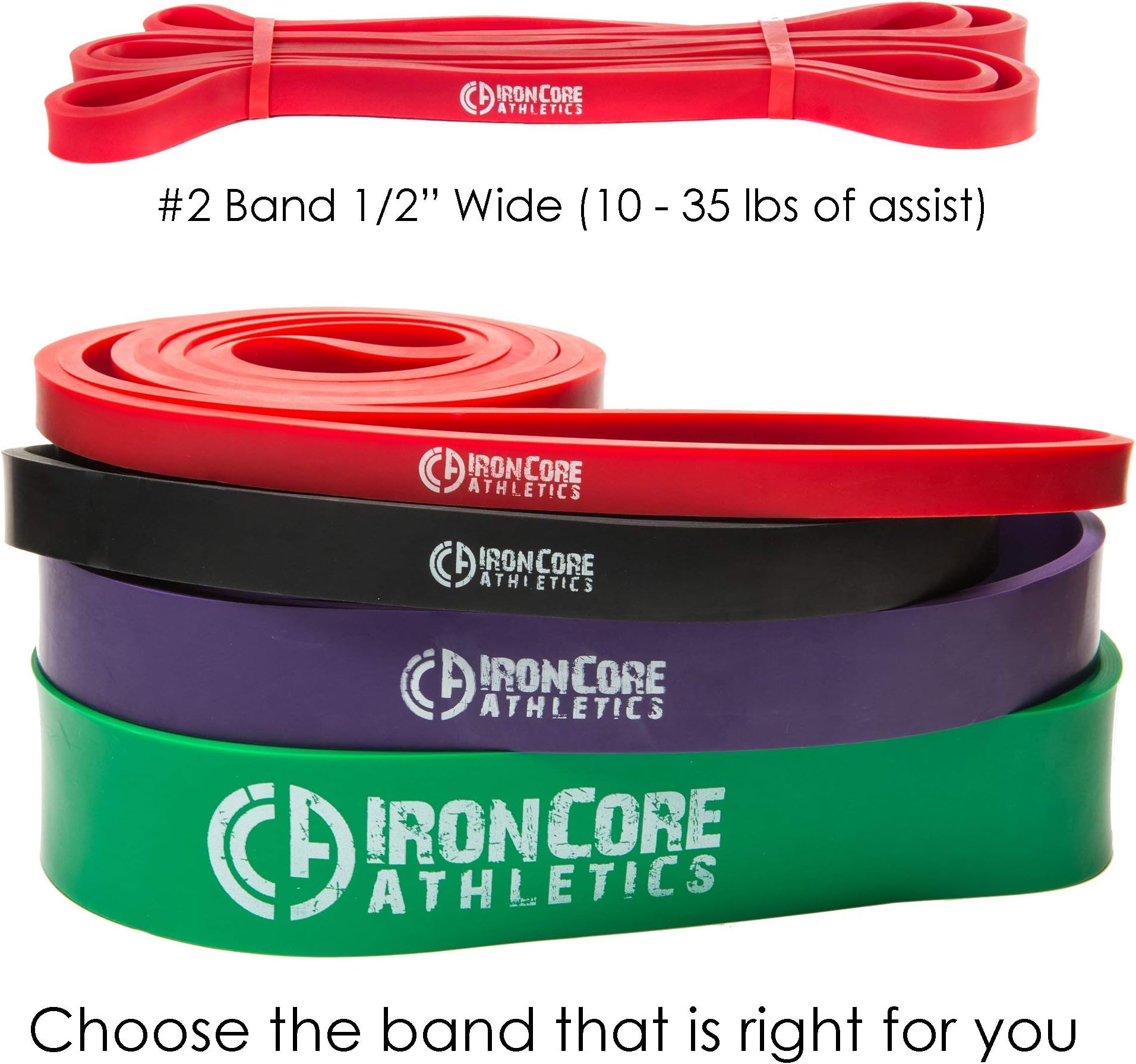 Iron Core Athletics Pull Up Assistance Bands - Commercial Gym Quality 41" Loop Exercise Pull-Up Bands - 4 Different Resistance Levels to Choose from