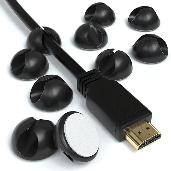 EAZY CASE 12x Kabelclips zur Kabelbefestigung, elastisch & selbstklebend I Kabel Befestigungsclips, Kabelhalter für Kabelmana