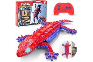 Loueouv RC Wall Climbing Gecko, Rechargeable Remote Control Robot for Kids | 360° Rotating RC Stunt Car with Light, Wall Craw