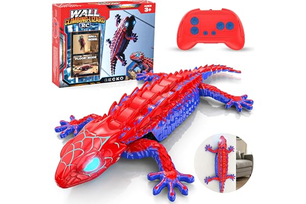 Loueouv RC Wall Climbing Gecko, Rechargeable Remote Control Robot for Kids | 360° Rotating RC Stunt Car with Light, Wall Craw