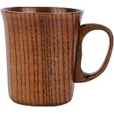 Tomotato Wooden Coffee Mug, 8.5 oz/250 ml Handmade Wooden Mugs Drinking Cup with Handle, Rustic Wood Beer Mugs Home Office Drinkware for Beer Coffee Milk Tea Water