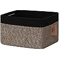 COMFY-HOMI 2-Pack Cotton Rope Storage Baskets With Handles | 17x13x7.5 Inch, Foldable, Black
