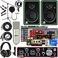Focusrite Scarlett 2i2 2x2 USB Audio Interface Full Studio Bundle with Creative Music Production Software Kit and CR4-X Pair Studio Monitors and 1/4” Instrument Cables