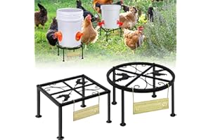SYMDROMIA 2 PCS Metal Stand for Chicken Feeder Waterer, Round & Rectangular Chicken Feeder Stand, Iron Stand Holder for Buckets Barrels Equipped Installed with Feeder Waterer Port Coop Poultry Indoor Outdoor