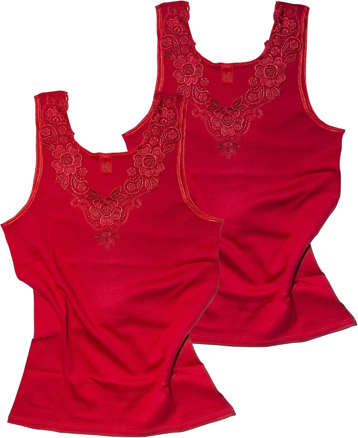 Yenita Women's Cotton Camisole Undershirt with Lace (Pack of 2) 100