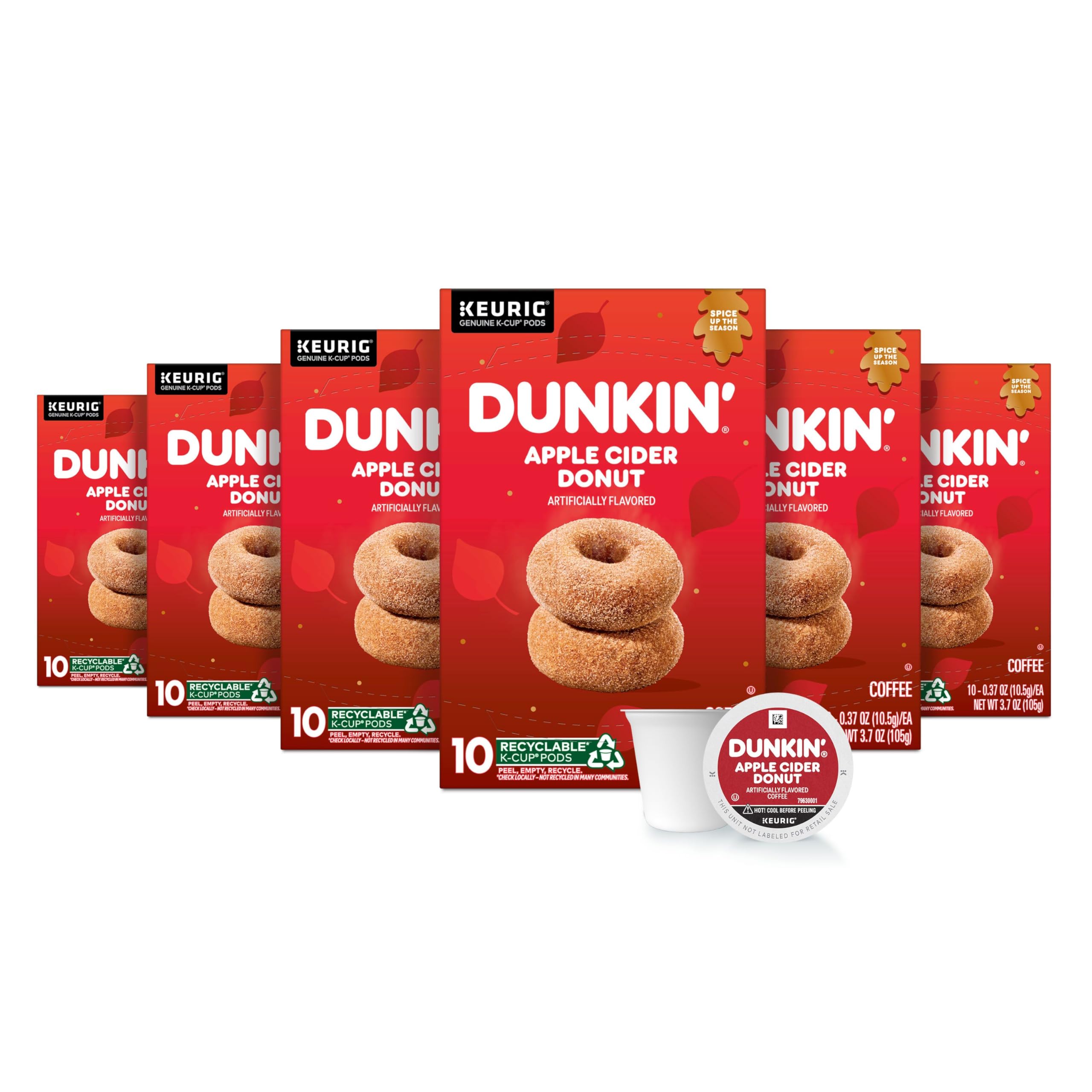 Dunkin’ Apple Cider Donut Artificially Flavored Coffee, Keurig K-Cup Pods, 10 Count Box (Pack of 6) Image