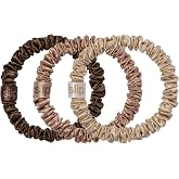 SLIP Silk Hair Ties, Basics Skinny Scrunchies, Set of 3 | Anti-Damage | 100% Mulberry Silk | anti-friction, anti-tangle, anti-knot, anti-frizz, anti-snag | All Hair Types | Slipsilk&trade; Technology