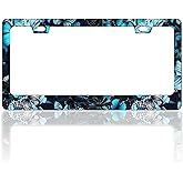 Blue Butterfly License Plate Frame Animal Insect License Plate Frames Funny Auto Accessory Bracket Stainless Steel License Plate with Screws for Women Men 6x12 Inch