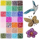 JOJOPLAY Tube Seed Beads Crafts Glass Bugle Beads Small Craft 3mm with for Jewelry Making Embroidery Decoration (28 Colors, 16800pcs)
