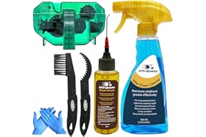 Ultrafashs Bike Cleaner kit to Clean/Protect/Lube Bicycle,with Chain Scrubber,Cleaning Brush Tool,Bike Cleaner(19oz),Degreaser(10or19oz),Wet Lubricant(2oz)