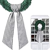 CraftyDream Wreath Sash for Front Door Wreath Satin Sash Blank Sashes Embroidery Monogram Yard Doorway Indoor Outdoor Wall Ribbon Bow Home Decor(Black, White,Stripe)