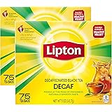 Lipton Tea Bags, Decaffeinated Black Tea, Can Help Support a Healthy Heart, 75 decaf tea bags,(Pack of 2)