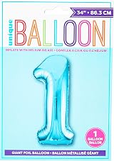 Unique Powder Blue Number 1 Shaped Large Foil Balloon 86cm view 2