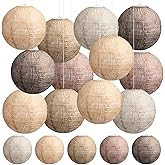 Rossesay 12 Pcs Burlap Hanging Paper Lantern 8 Inch Back to School Party Decoration Boho Classroom Ceiling Decoration Chinese Party Decor for Birthday Wedding Bridal Baby Shower(Retro Colors)