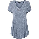 Vinmatto Women's Summer Short Sleeve V Neck Flowy Plus Size Tunic Top