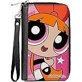 Buckle-Down Warner Bros. Animation Wallet, Zip Around, The Powerpuff Girls Blossom Close-Up Pose Pinks, Vegan Leather