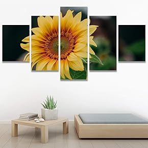 SIGNWIN 5 Panel Canvas Wall Art Yellow Fields...