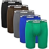 POUDEW Men's Breathable Mesh No Roll Waistband Tagless Athletic Underwear Boxer Briefs, Pack of 5
