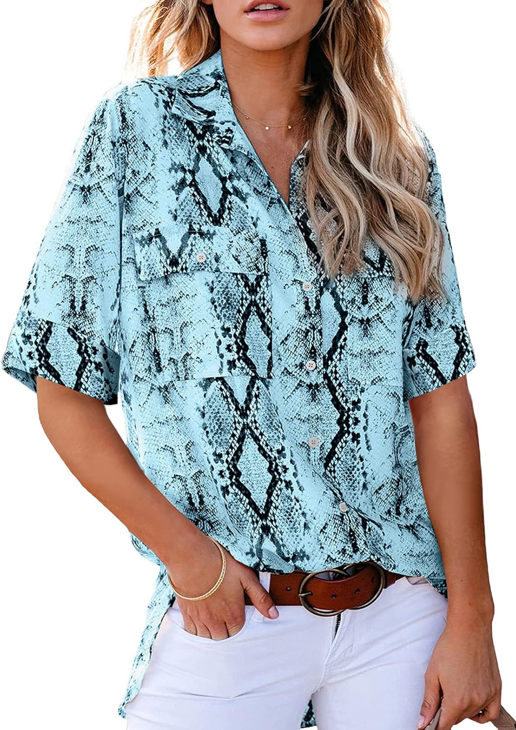 Amazon.com: Dokotoo Womens Summer Short Sleeve Shirts V Neck Tops and Blouses for Work: Clothing