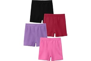 YERIOK 4 Pack Cotton Toddler Girls Shorts Cartwheel Shorts Girl Bike Shorts Kids Biker Under Dress Dance Shorts Girls Clothes