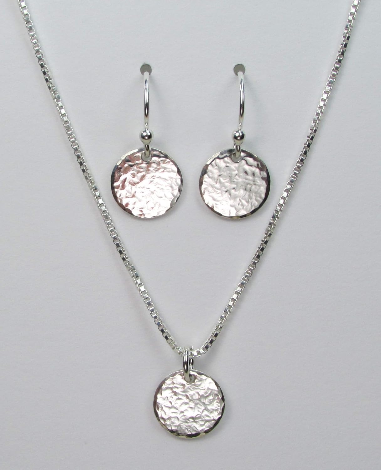 Sterling Silver Necklace Set for Women 3/8" Disc Necklace