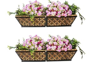 SALMOPH Window Railing Planter with Coco Liner, Flower Boxes for Deck Railings 24inch 2packs, Balcony Planter for Outdoor Porch Fence Patio Rail