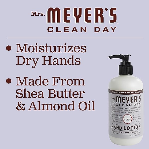MRS. MEYER’S CLEAN DAY HAND LOTION FOR DRY HANDS, NON-GREASY MOISTURIZER MADE WITH ESSENTIAL OILS, LAVENDER, 12 OZ