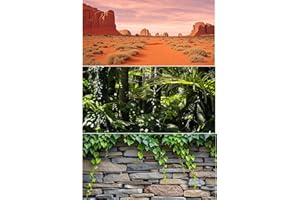 Duedusto 3 Pcs Reptile Tank Background, Bearded Dragon Tank Accessories, 36x18 inches 40 Gallon Polyester Terrarium Background Décor for Leopard Gecko, Crested Gecko, Turtle, Bearded Dragon