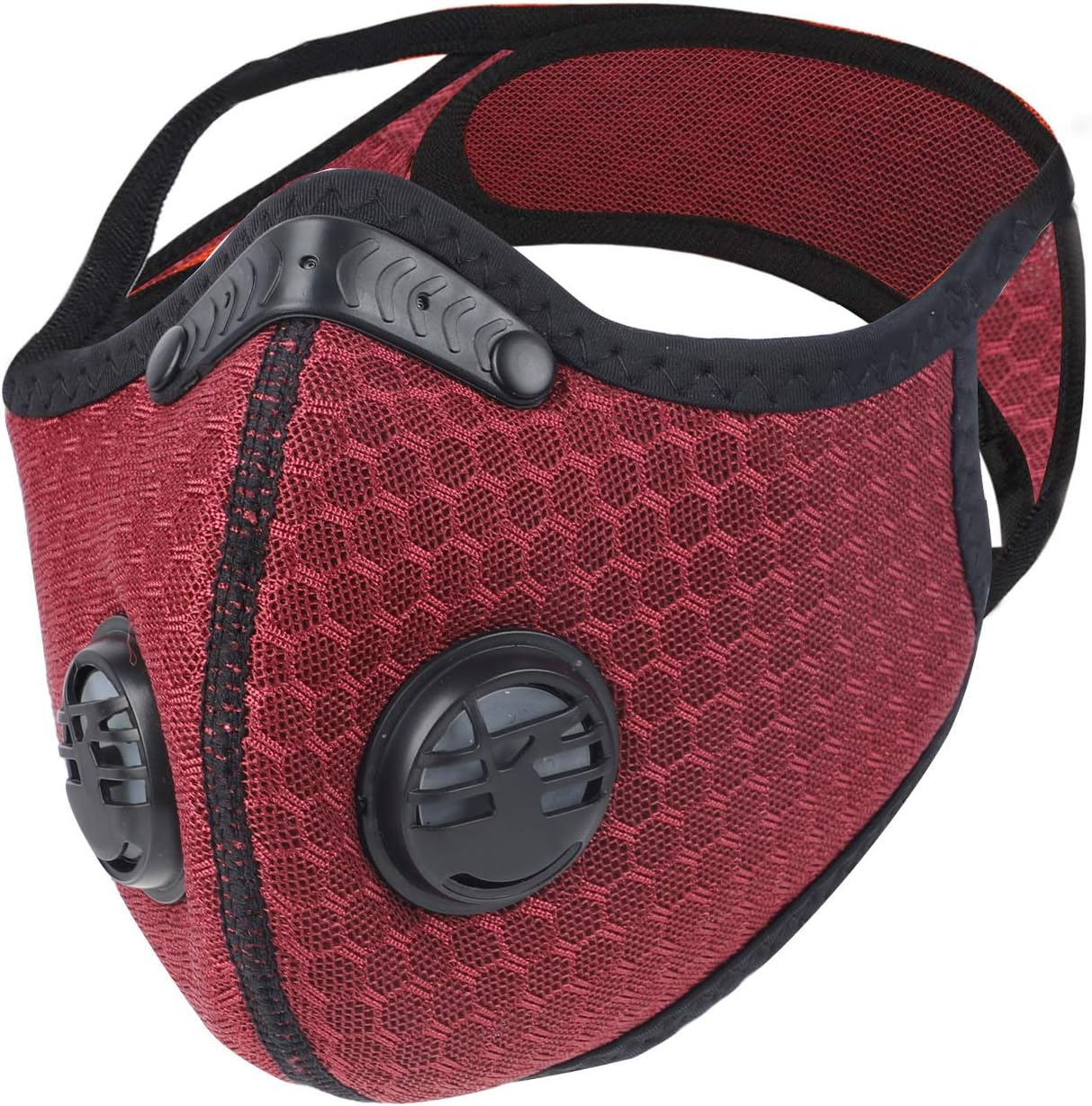 LuTuo Anti Pollution Sports Mask, Half Face Mask, Activated Carbon Air Filters, Air-soft Mask, Breathable, Adjustable Strap and Nose Clip, Maximum Pollution Filtration for Outdoor Sports (Red)