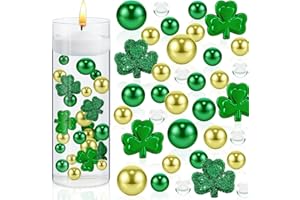 MTLEE 2106 Pieces St. Patrick's Day Vase Filler Shamrocks Ornament for Vase Filler Floating Candles for Vases Floating Candles Centerpiece for St. Patrick's Day Festival Party Table Home Decor
