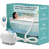 SereneLife Bubble Bath Mat for Bathtub | Motorized Air Pump Spa Bath Mat with Remote Control, Adjustable Bubbles, Non-Slip Base &amp; Aroma Clip | Full Body Support 47" Waterproof Jacuzzi Mats for Bathtub