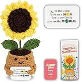 THEGIFTY Valentines Gifts for Moms, Emotional Support Crochet Sunflower Doll – Handmade Crochet Sunflower Gift for Mom – Mother’s Day, Appreciation or Birthday Gift, “to The World You are a Mom”