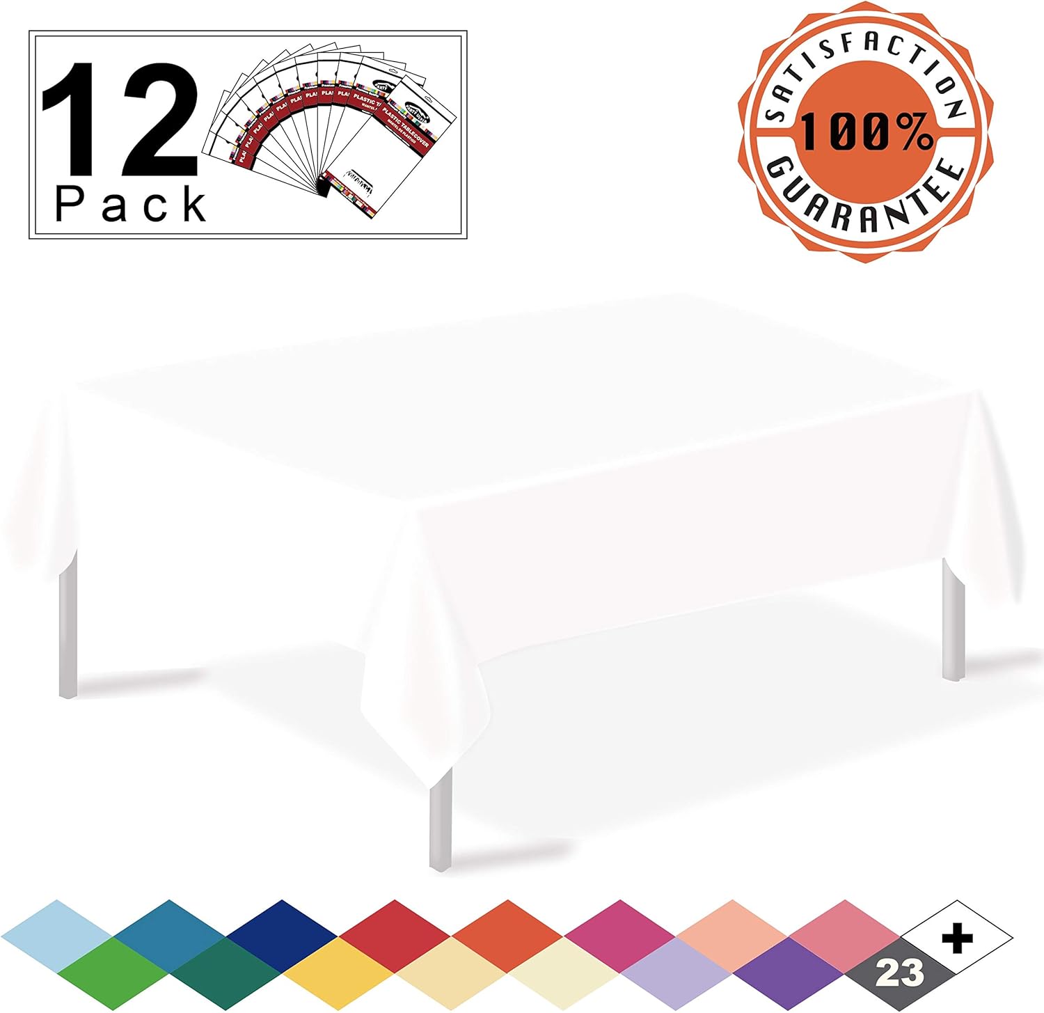 White Plastic Tablecloths 12 Pack Disposable Table Covers