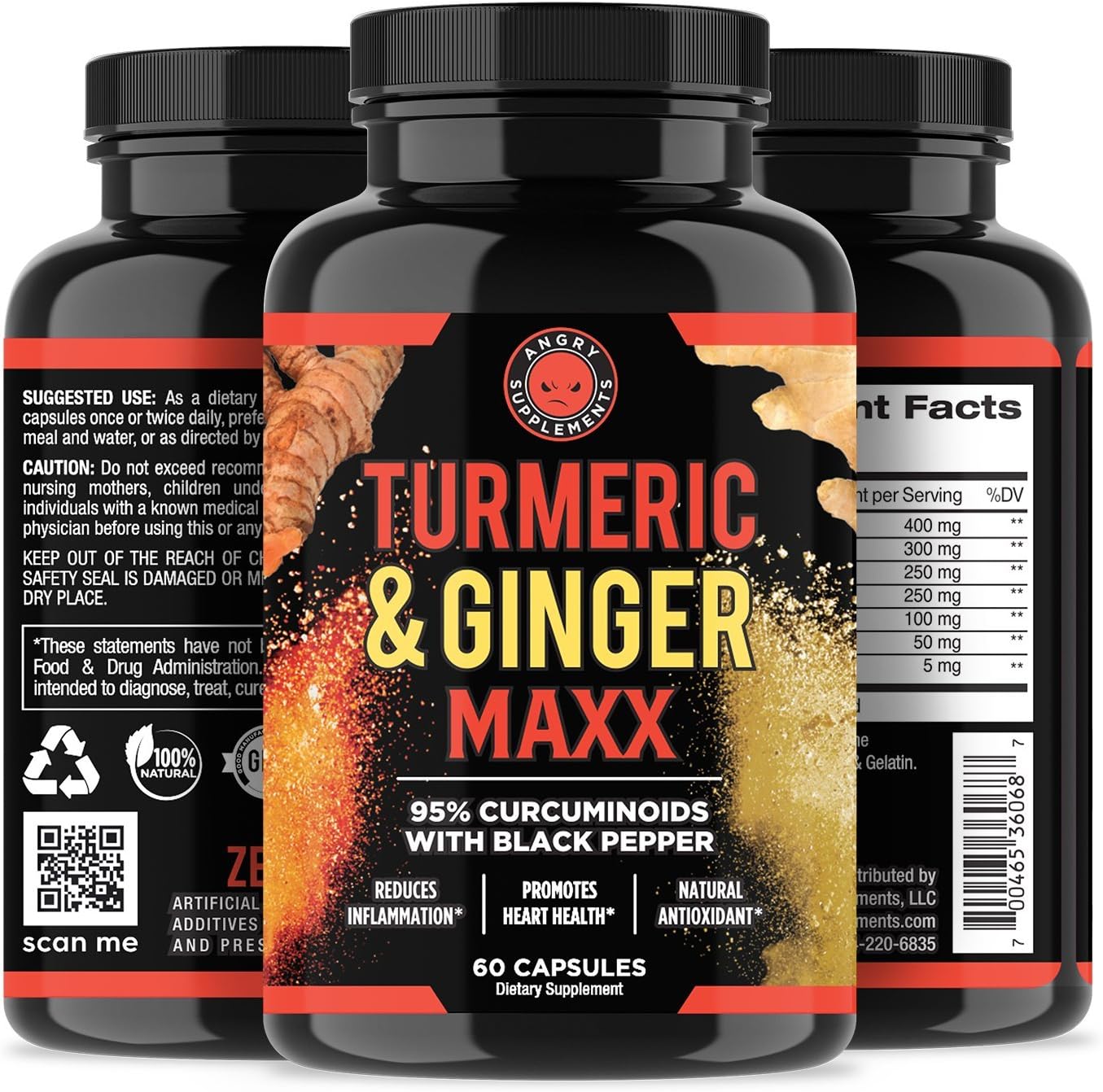 Apple Cider Vinegar + Beetroot and Turmeric & Ginger Capsules (2-Pack Bundle) by Angry Supplements, All-Natural Weight Loss Detox Remedy, Nitric Oxide Booster, Boost Metabolism + Energy (120 Count): Health & Personal Care