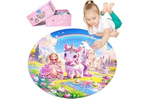 DIGOBAY Floor Puzzles for Kids Ages 4-6, 70 Pieces Large Round Unicorn Princess Floor Puzzle Unicorn Jigsaw Puzzle Toy for 3 4 5 6 Toddler Girls - Educational Christmas, Birthday Gift