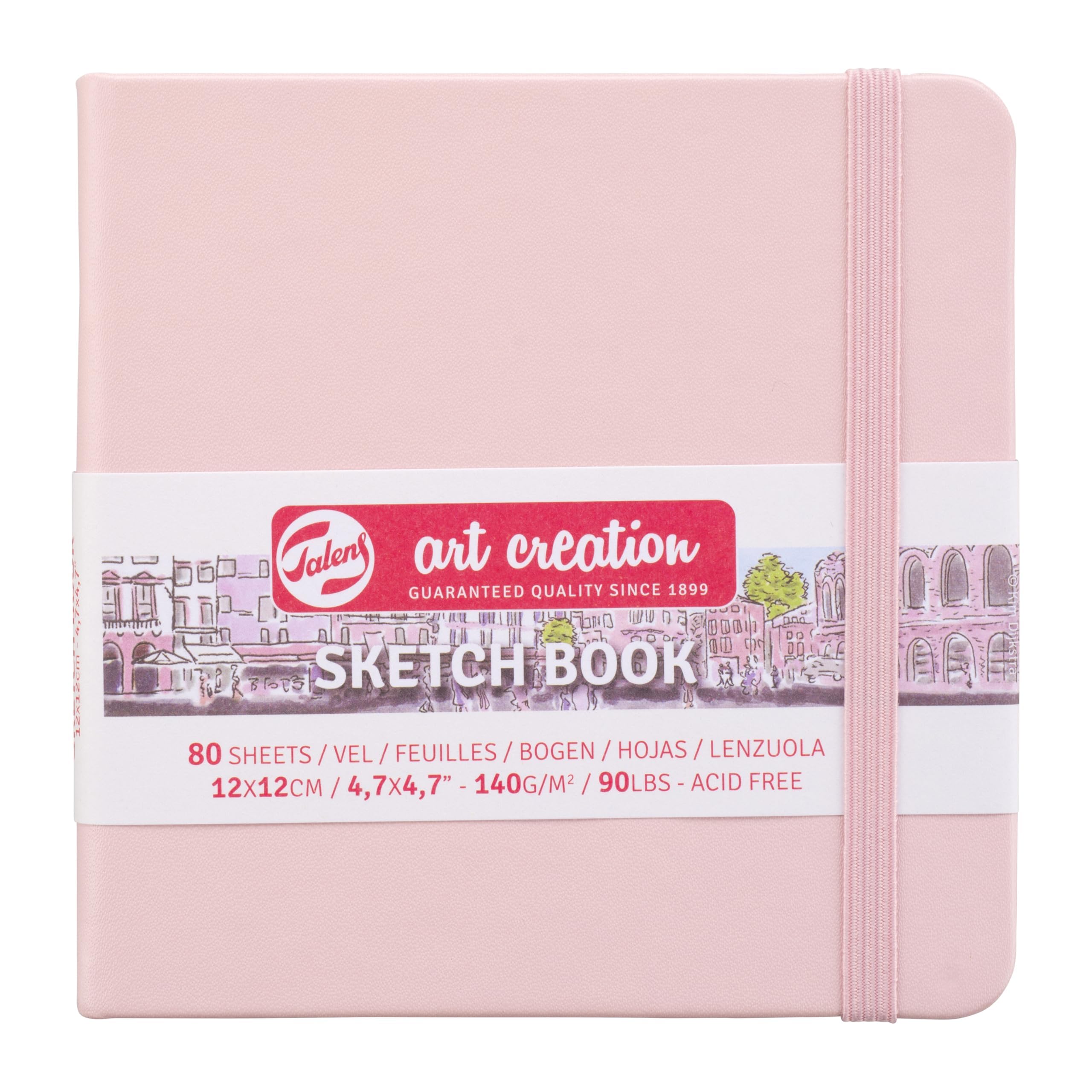 Talens Art Creation - Sketchbook Pastel Pink, 12x12cm, 140g, 80 Sheets, Hard-Bound, Acid-Free Paper