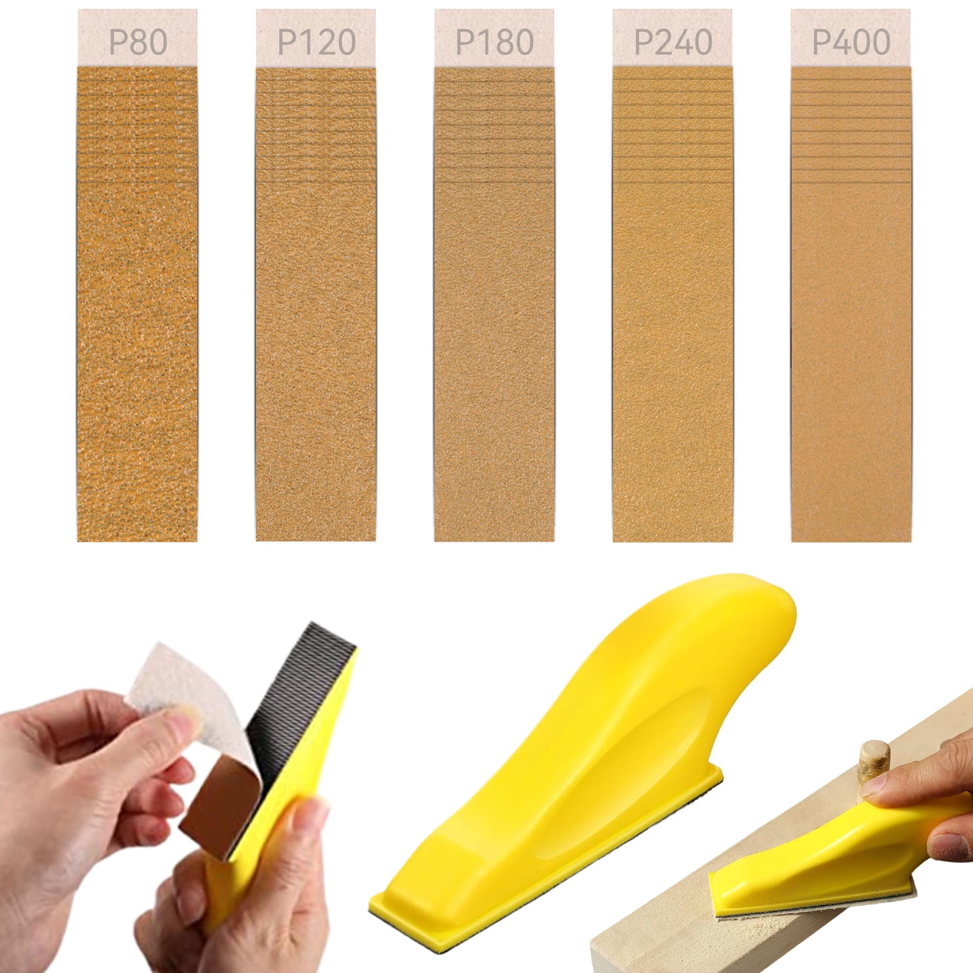 Micro Sander Kit with 75 PCS Sanding Pads, 3.5 x 1 Inch Detail Sanding Tools With Sandpaper Assorted 80/120/180/240/400 for Wood
