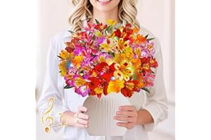 XTF2015 Mothers Day Card, 3D Pop Up Birthday Cards, Paper Bouquet Greeting Card with Music & Colorful Lights, 12 Inch Life Sized Forever Flower Bouquet Mother's Day Gift for Women Mom Grandma