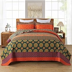 Travan Boho Stripe Quilt Sets Floral Printed
